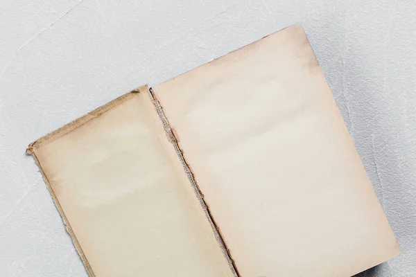 Página Libro Viejo Abierto Amarillento Con Hojas Blanco Papel Vintage — Foto de Stock