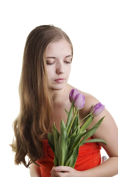 Женщины с тюльпанами — стоковое фото