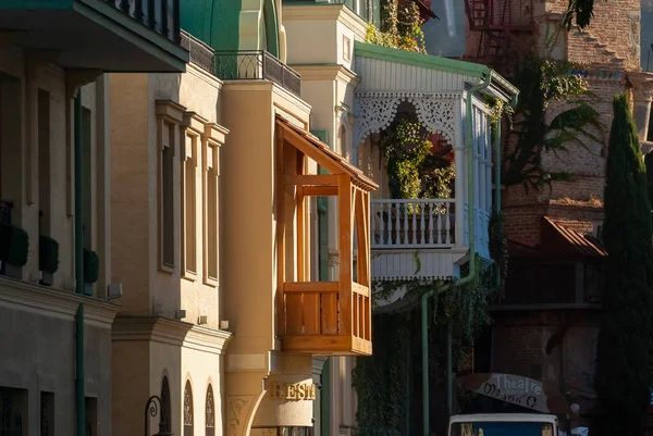 Грузия Тбилиси Октября 2020 Года Дома Балконами Историческом Районе Тбилиси — стоковое фото