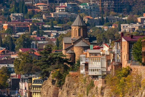 Georgia Tbiliszi Október 2020 Esti Kilátás Tbiliszi Színes Naplemente Georgia — Stock Fotó