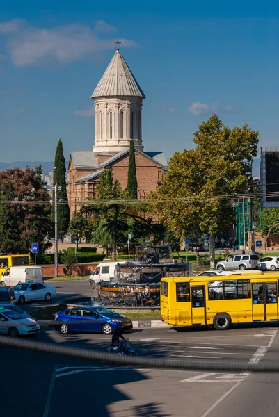 Georgien Tiflis Oktober 2020 Verkehr Auf Der Stadtstraße — Stockfoto