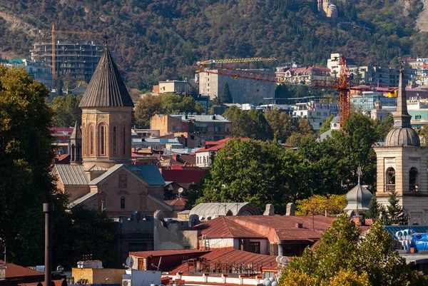 Georgia Tbilisi October 2020 Evening View Tbilisi Colorful Sunset Georgia — Stock Photo, Image