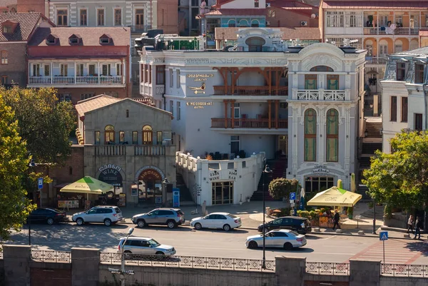 Georgia Tbilisi Octombrie 2020 Vedere Seară Tbilisi Apusul Soare Colorat — Fotografie, imagine de stoc