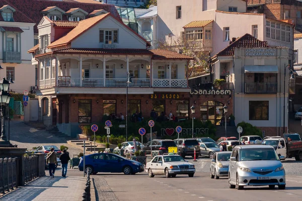 Georgien Tiflis Oktober 2020 Abendblick Auf Tiflis Bei Buntem Sonnenuntergang — Stockfoto