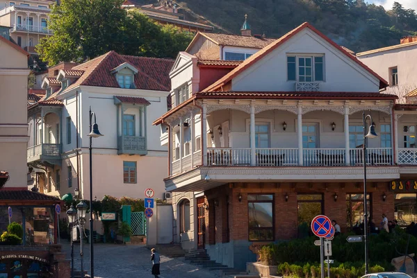 Грузия Тбилиси Октября 2020 Года Дома Балконами Историческом Районе Тбилиси — стоковое фото