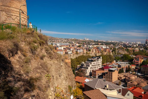 Georgia Tbilisi October 2020 Evening View Tbilisi Colorful Sunset Georgia — Stock Photo, Image