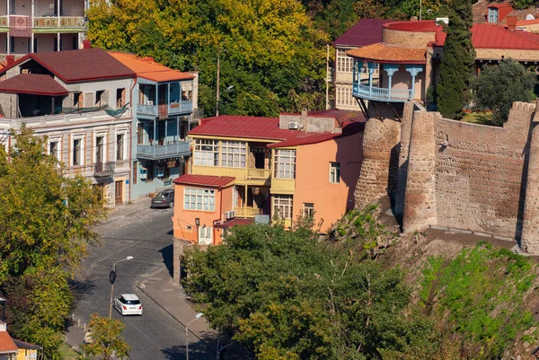 Georgia Tbilisi Octombrie 2020 Case Balcoane Cartierul Istoric Tbilisi Georgia — Fotografie, imagine de stoc