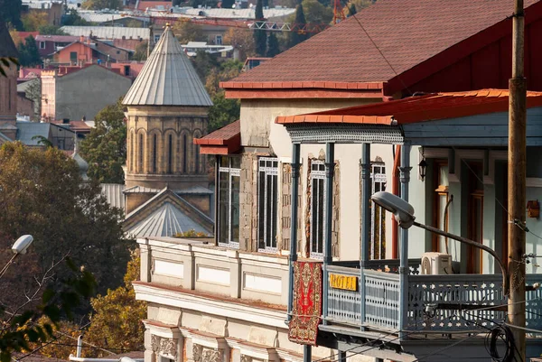 Грузия Тбилиси Ноября 2020 Года Дома Балконами Историческом Районе Тбилиси — стоковое фото
