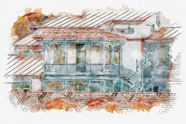 Watercolor Sketch with City architecture Painting by Svetlana Wittmann   Saatchi Art
