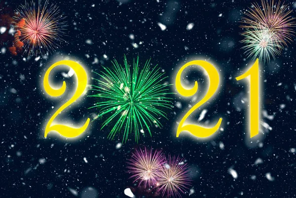 Absztrakt Ünnep Újév 2021 Tűzijáték Égen Illusztráció — Stock Fotó