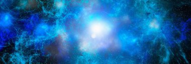 Yıldız tozu ve parlayan yıldızlarla dolu bir arka plan. Gerçekçi kainat ve renkli nebula. Renkli galaksi. 3d illüstrasyon.