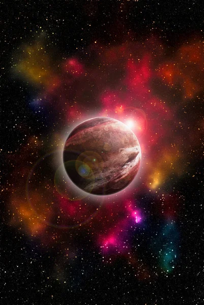 Unknown planet from outer space. Space nebula. Cosmic cluster of stars. Outer space background. 3D Illustration.