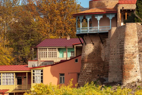 Geórgia Tbilisi Novembro 2020 Casas Com Varandas Bairro Histórico Tbilisi — Fotografia de Stock