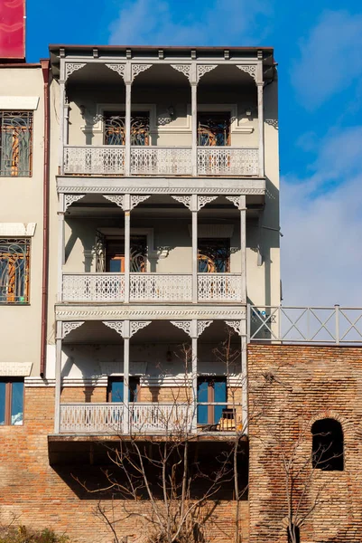Georgië Tbilisi November 2020 Huizen Met Balkons Het Historische District — Stockfoto