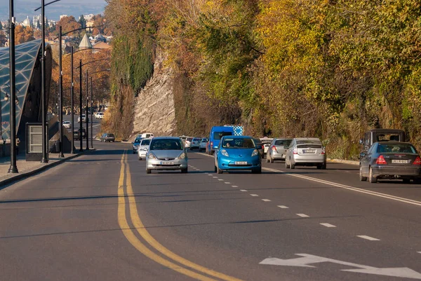 Gürcistan Tiflis Kasım 2020 Şehir Caddesinde Trafik — Stok fotoğraf