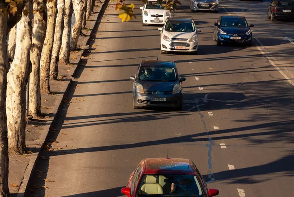 Gürcistan Tiflis Kasım 2020 Şehir Caddesinde Trafik — Stok fotoğraf