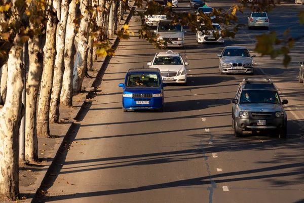 Gürcistan Tiflis Kasım 2020 Şehir Caddesinde Trafik — Stok fotoğraf