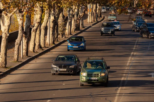 Gürcistan Tiflis Kasım 2020 Şehir Caddesinde Trafik — Stok fotoğraf