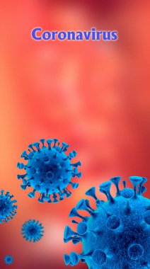 Grip COVID-19 virüs hücresi görüntüsü. Coronavirus Covid 19 salgın salgını geçmişi. Pandemik sağlık riski. 3B illüstrasyon kavramı.