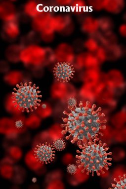 Grip COVID-19 virüs hücresi görüntüsü. Coronavirus Covid 19 salgın salgını geçmişi. Pandemik sağlık riski. 3B illüstrasyon kavramı.