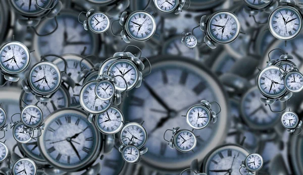 Büyük antika saat yüzleri. Zamanın dokusu, zarif koleksiyon. 3d illüstrasyon.