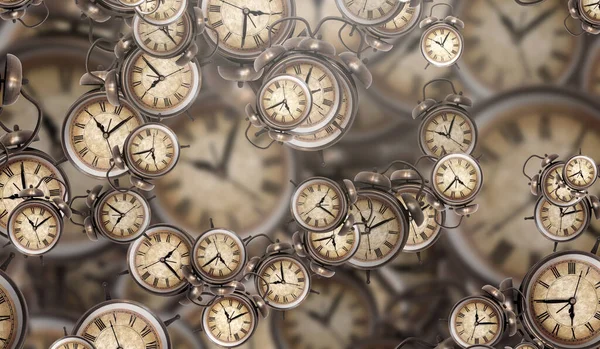 Large Set Vintage Clock Faces Texture Time Elegant Collection Illustration — Stock Photo, Image