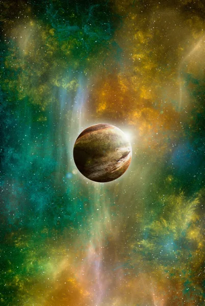 Planète Inconnue Espace Nébuleuse Spatiale Amas Cosmique Étoiles Fond Espace — Photo