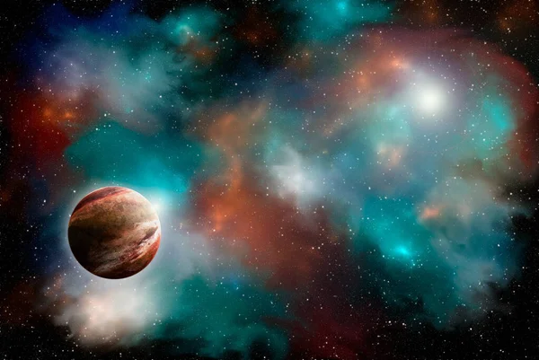 Planetă Necunoscută Din Spațiul Cosmic Nebuloasa Spaţială Roiul Cosmic Stele — Fotografie, imagine de stoc