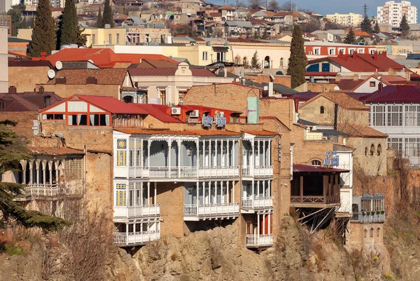 Georgia Tiflis Marzo 2021 Casas Con Balcones Distrito Histórico Tiflis —  Fotos de Stock