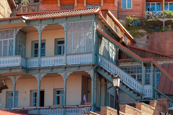 Грузия Тбилиси Апреля 2021 Года Дома Балконами Историческом Районе Тбилиси — стоковое фото