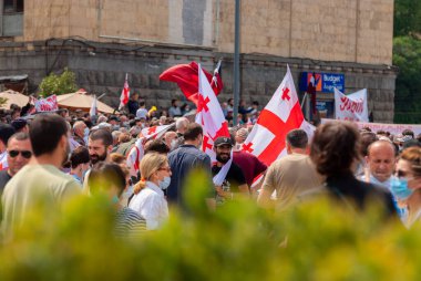 Georgia, Tbilisi - May 23, 2021: Massive Protest Against Namakhvani HPP Underway in Tbilisi.