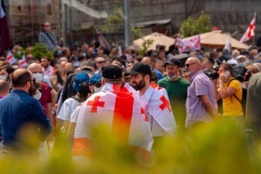 Georgia, Tbilisi - May 23, 2021: Massive Protest Against Namakhvani HPP Underway in Tbilisi.