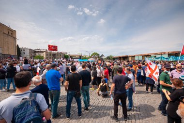 Georgia, Tbilisi - May 23, 2021: Massive Protest Against Namakhvani HPP Underway in Tbilisi.