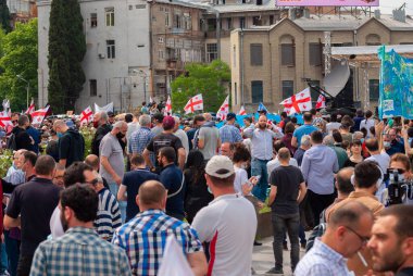 Georgia, Tbilisi - May 23, 2021: Massive Protest Against Namakhvani HPP Underway in Tbilisi.