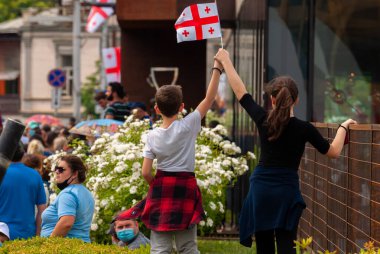 Georgia, Tbilisi - May 23, 2021: Massive Protest Against Namakhvani HPP Underway in Tbilisi.