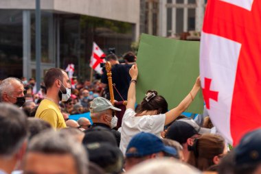 Georgia, Tbilisi - May 23, 2021: Massive Protest Against Namakhvani HPP Underway in Tbilisi.