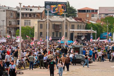 Georgia, Tbilisi - May 23, 2021: Massive Protest Against Namakhvani HPP Underway in Tbilisi.