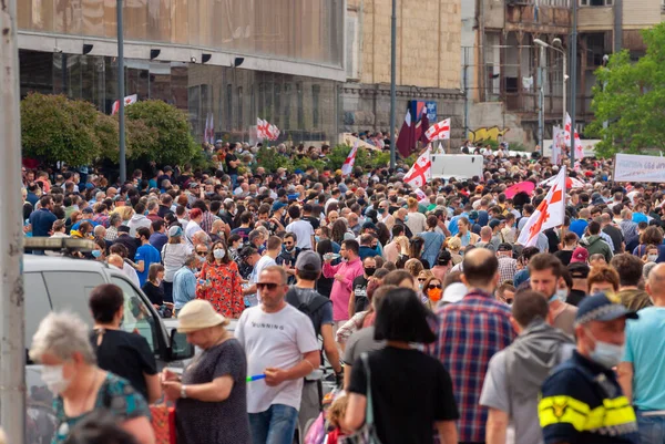 Georgia Tbilisi May 2021 Massive Protest Namakhvani Hpp Underway Tbilisi — Foto de Stock