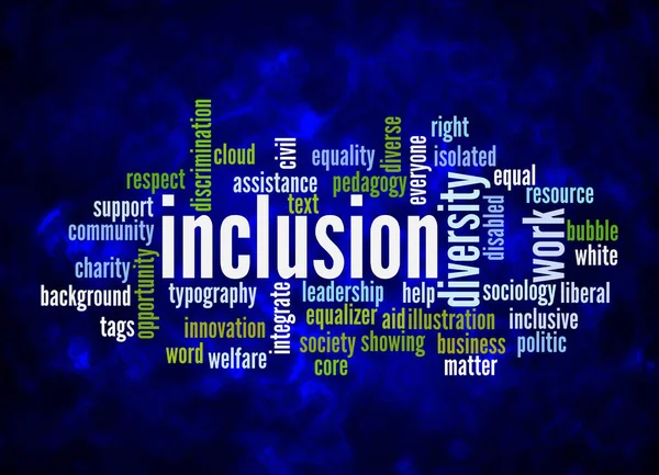 Word Cloud Концепцією Inclusion Створюється Тільки Текстом — стокове фото