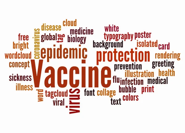 Word Cloud Концепцією Vaccine Створюється Тільки Текстом — стокове фото