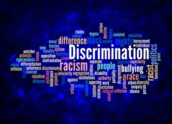 Word Cloud Konceptem Discrimination Vytvořit Pouze Textem — Stock fotografie