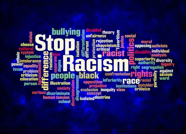 Word Cloud Stop Racism Koncepció Létrehozása Csak Szöveggel — Stock Fotó