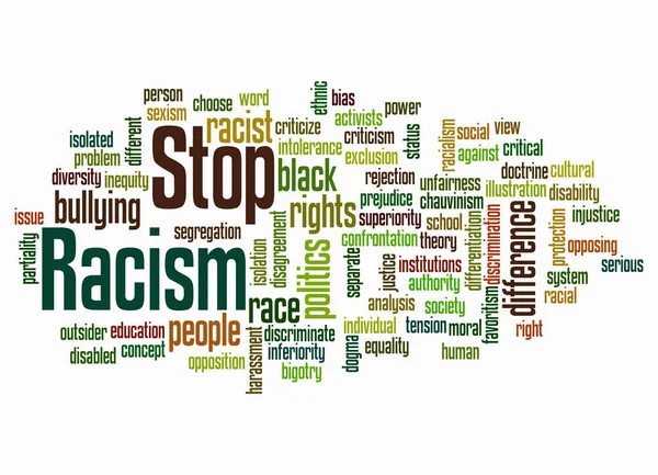 Word Cloud Stop Racism Koncepció Létrehozása Csak Szöveggel — Stock Fotó
