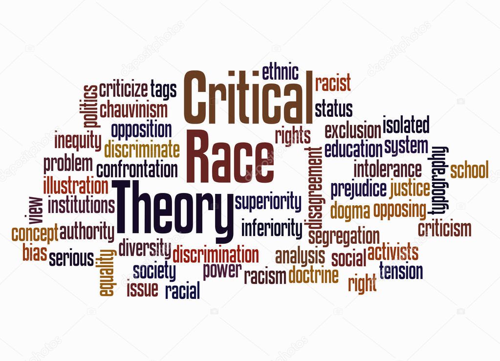 Word Cloud with Critical Race Theory concept create with text only.