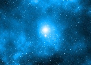 Yıldız tozu ve parlayan yıldızlarla dolu bir arka plan. Gerçekçi kainat ve renkli nebula. Renkli galaksi. 3d illüstrasyon.