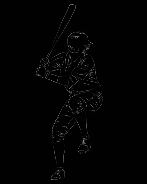 Immagine Silhouette Giocatore Baseball Con Una Mazza Isolata Uno Sfondo — Foto Stock