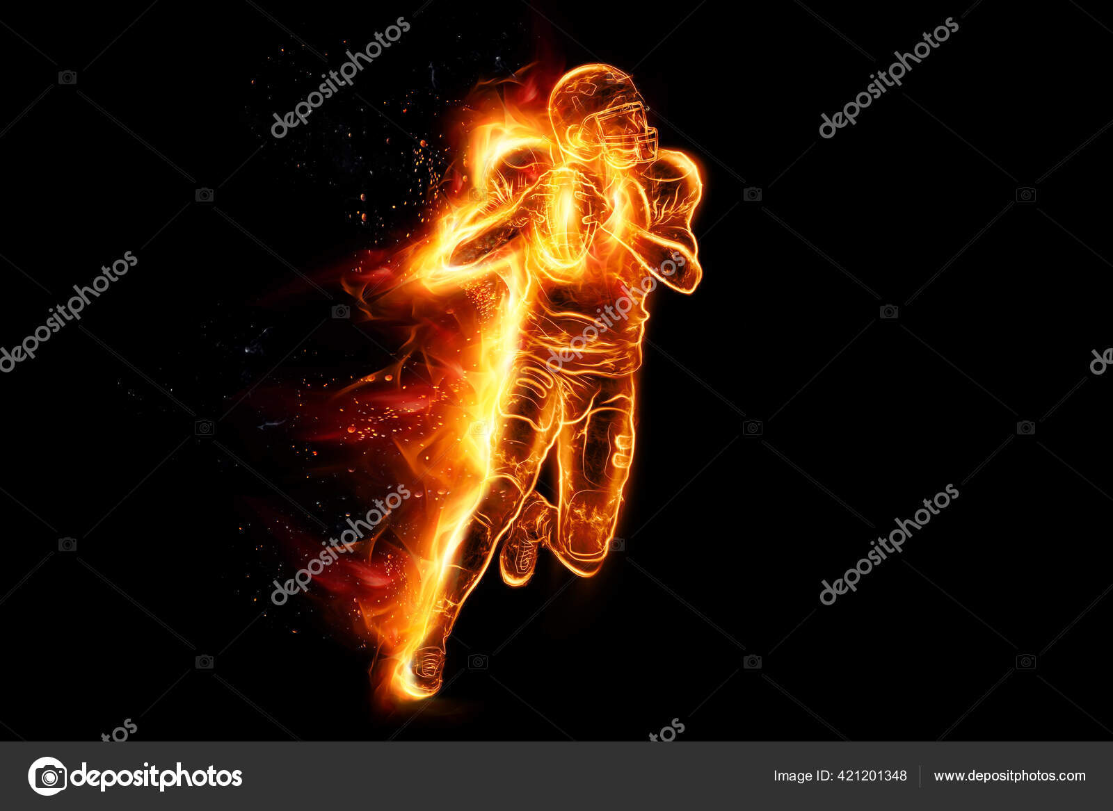 Fiery Soccer Player Isolated on Dark Background. the Concept of