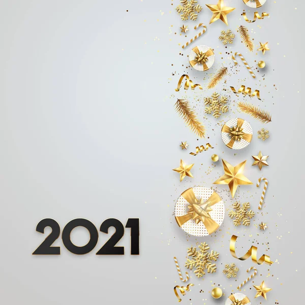 Розкіш 2021 Новим Роком Виразний Золотий Дизайн Друкарська Версія 2021 — стокове фото