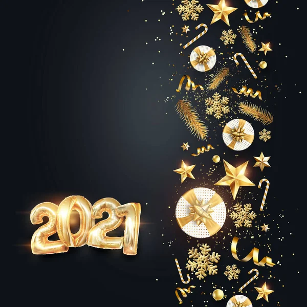 Золотая Роскошь 2021 Новым Годом Элегантный Золотой Дизайн Типография 2021 — стоковое фото
