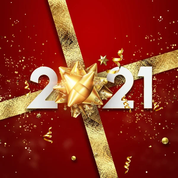 2010 Happy New Year 금으로 디자인 2021 타이포그래피 크리스마스 포스터 — 스톡 사진